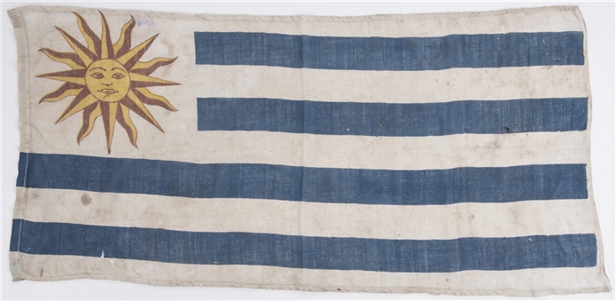 1950 Alcides Ghiggia Owned Uruguayan Flag Brought To Brazil For World Cup Tournament